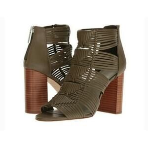 1.State Kenton Woven Gladiator Heeled Sandals block green strappy sz 11M